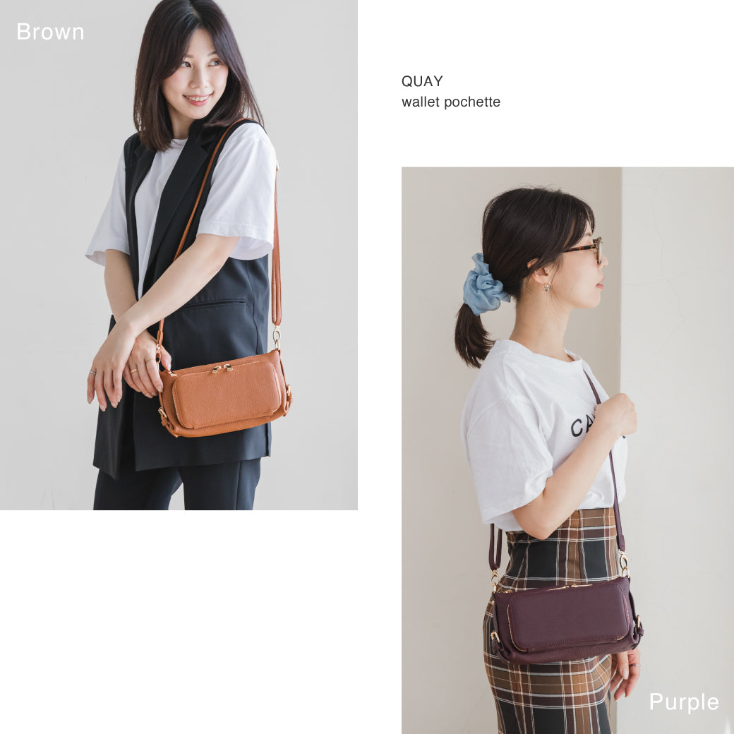 QUAY キー 牛革 お財布ポーチ ショルダーバッグ 2way 44460N