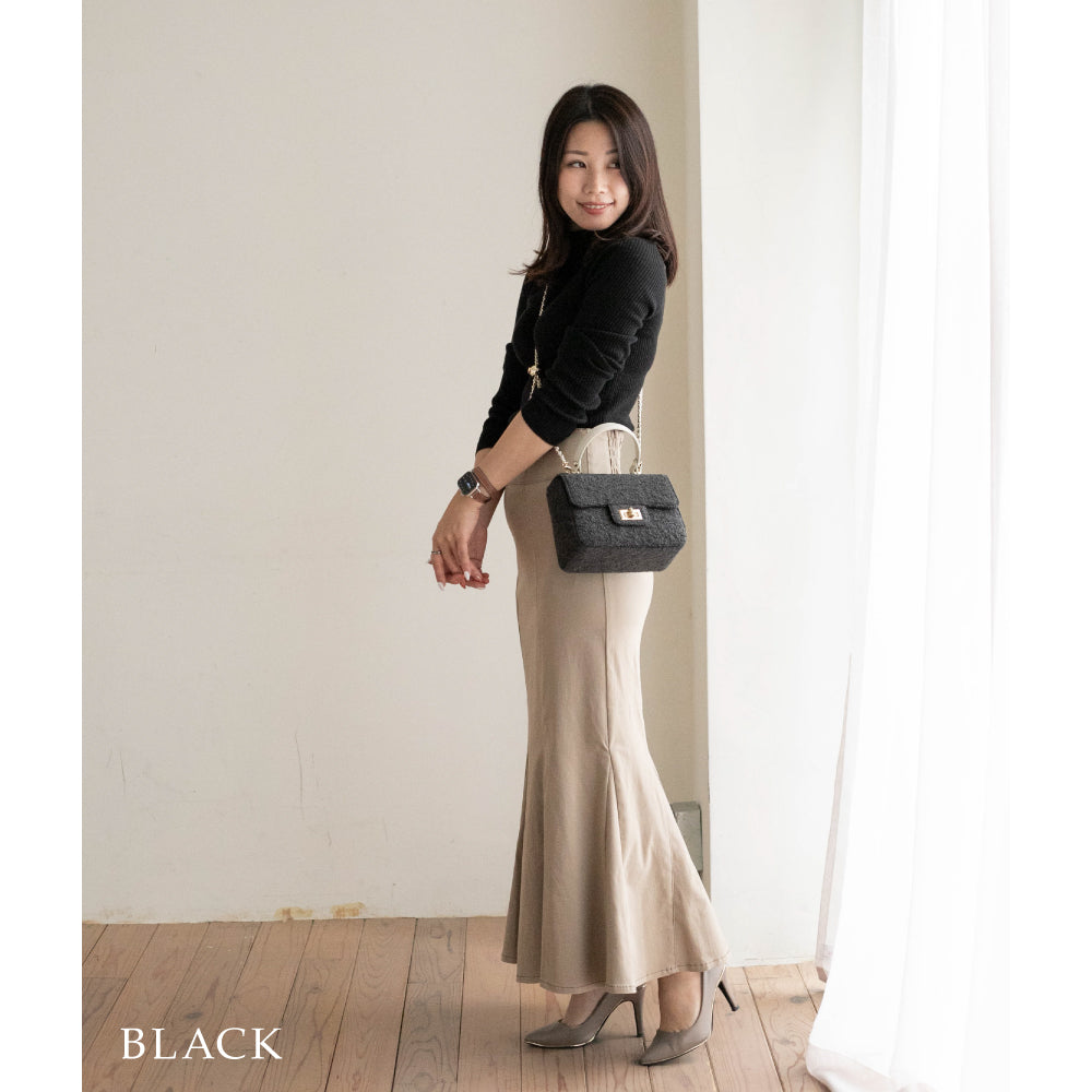 【La Closet】2way ツイードバッグ 本革 ハンドル チェーンバッグ ツイード バッグ 黒 ショルダーバッグ オケージョン フォーマル レディース ハンドバッグ 牛革 斜めがけ 秋冬バッグ ギフト ブランド 99-3011 Horn
