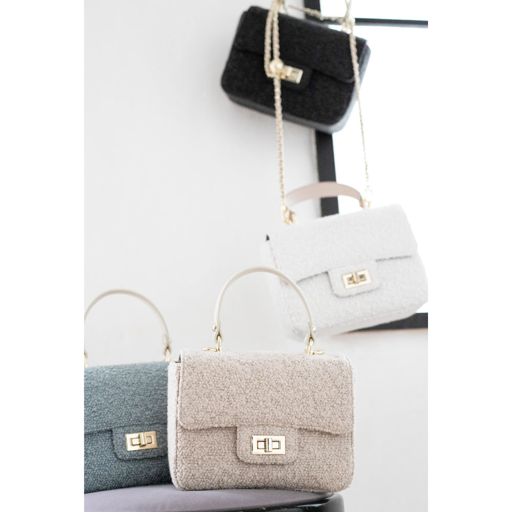 【La Closet】2way ツイードバッグ 本革 ハンドル チェーンバッグ ツイード バッグ 黒 ショルダーバッグ オケージョン フォーマル レディース ハンドバッグ 牛革 斜めがけ 秋冬バッグ ギフト ブランド 99-3011 Horn