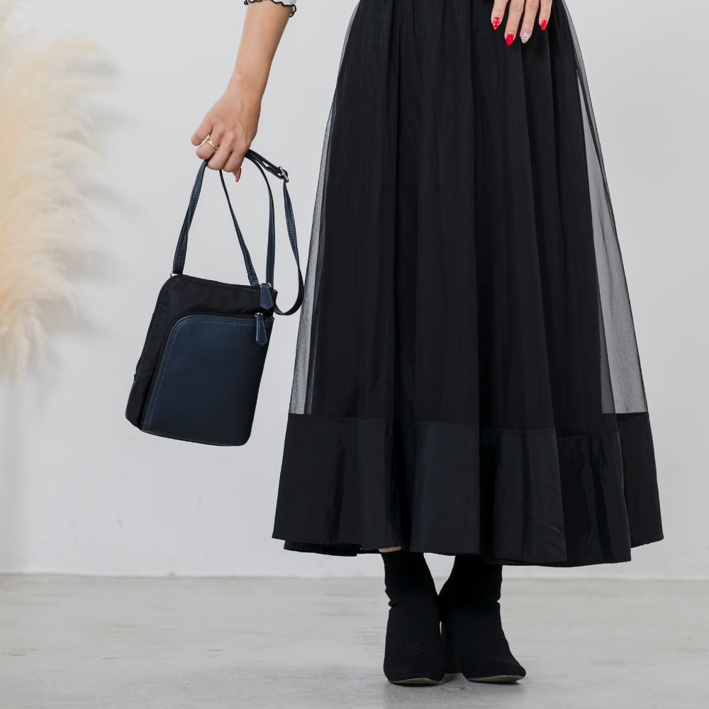 【QUAY】はっ水ナイロンポシェット 牛革部分使い ショルダーバッグ ナイロンポーチ 99490