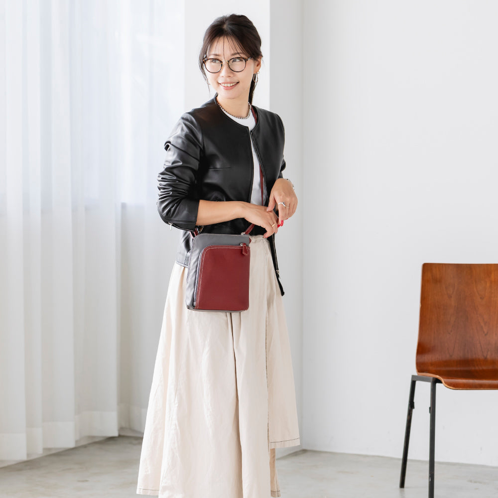 【QUAY】はっ水ナイロンポシェット 牛革部分使い ショルダーバッグ ナイロンポーチ 99490