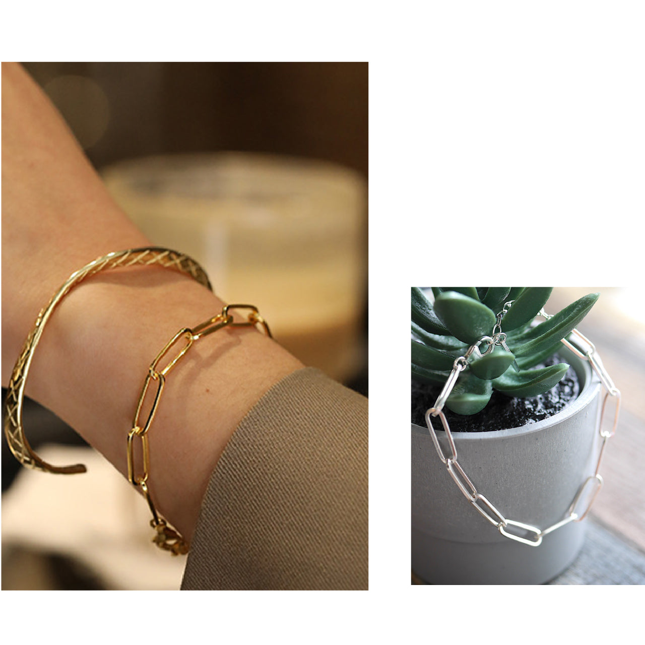【La Closet】チェーンブレスレット SILVER925製 フリーサイズ シンプル アクセサリー ゴールド ブレスレット シルバーアクセサリー 純銀 バングル 腕輪 シルバーバングル シルバー925バングル シルバー925アクセサリー SV925