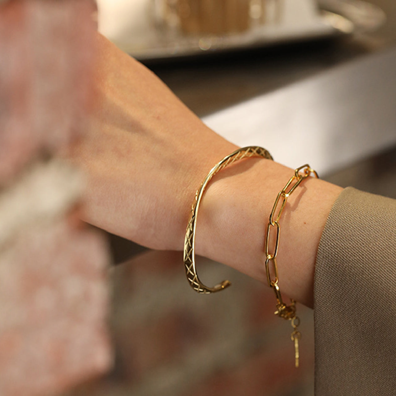 【La Closet】チェーンブレスレット SILVER925製 フリーサイズ シンプル アクセサリー ゴールド ブレスレット シルバーアクセサリー 純銀 バングル 腕輪 シルバーバングル シルバー925バングル シルバー925アクセサリー SV925