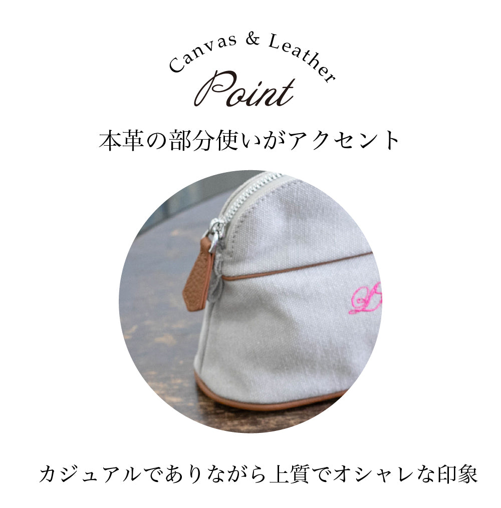 【La Closet】 キャンバスポーチ 小物入れ 化粧ポーチ メイクポーチ キャンバス トラベルポーチ 自立 コンパクト小物収納
