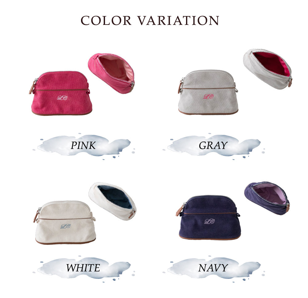 【La Closet】 キャンバスポーチ 小物入れ 化粧ポーチ メイクポーチ キャンバス トラベルポーチ 自立 コンパクト小物収納