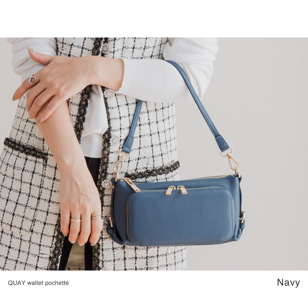 QUAY キー 牛革 お財布ポーチ ショルダーバッグ 2way 44460N