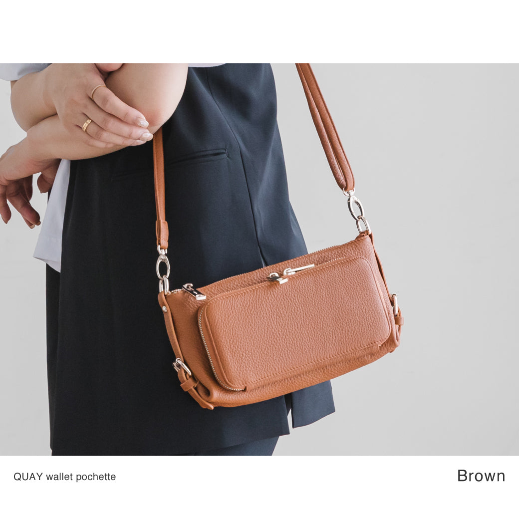 QUAY キー 牛革 お財布ポーチ ショルダーバッグ 2way 44460N