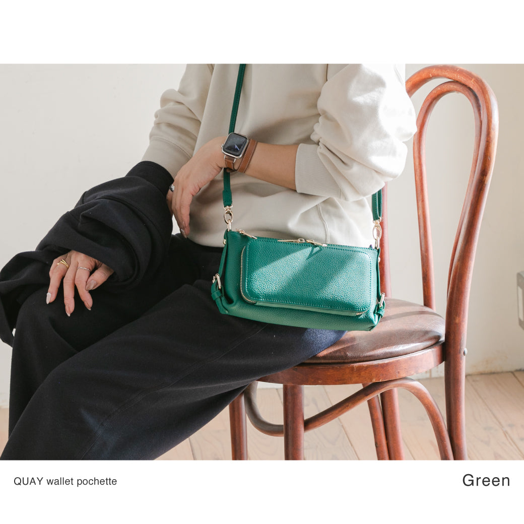 QUAY キー 牛革 お財布ポーチ ショルダーバッグ 2way 44460N