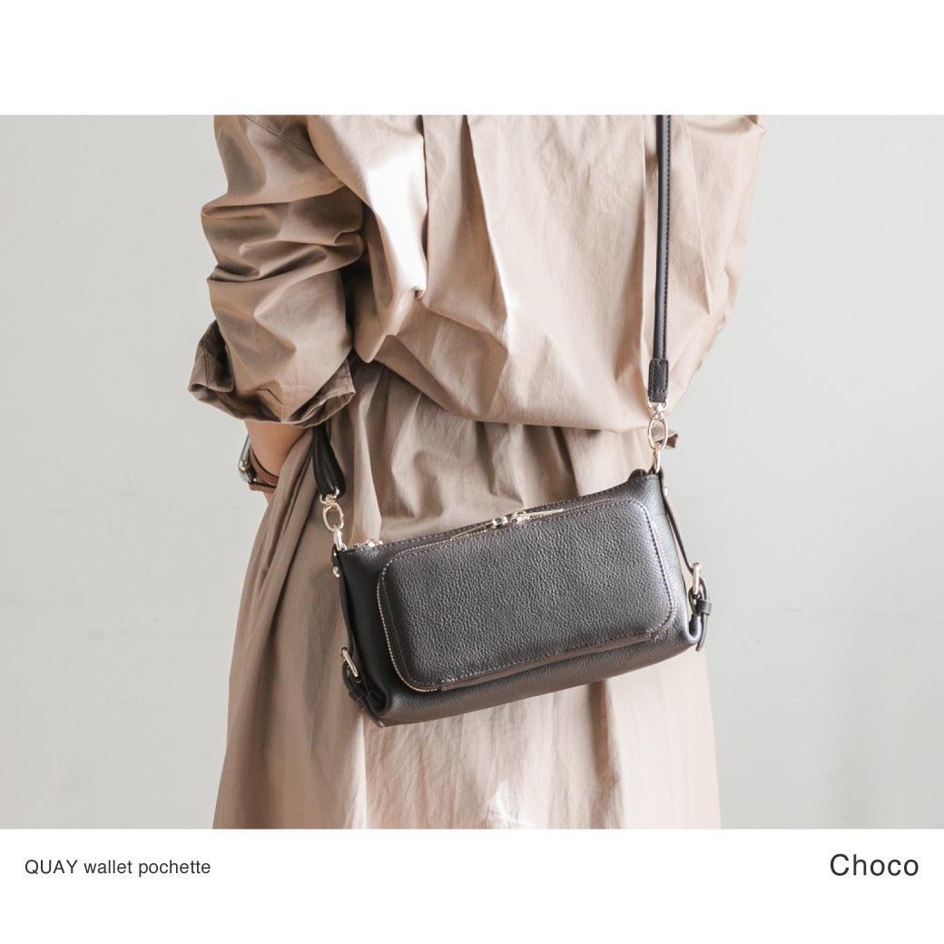 QUAY キー 牛革 お財布ポーチ ショルダーバッグ 2way 44460N