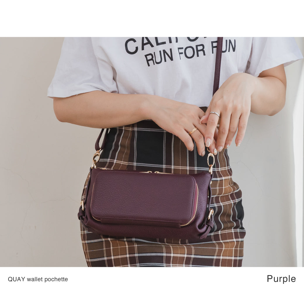 QUAY キー 牛革 お財布ポーチ ショルダーバッグ 2way 44460N