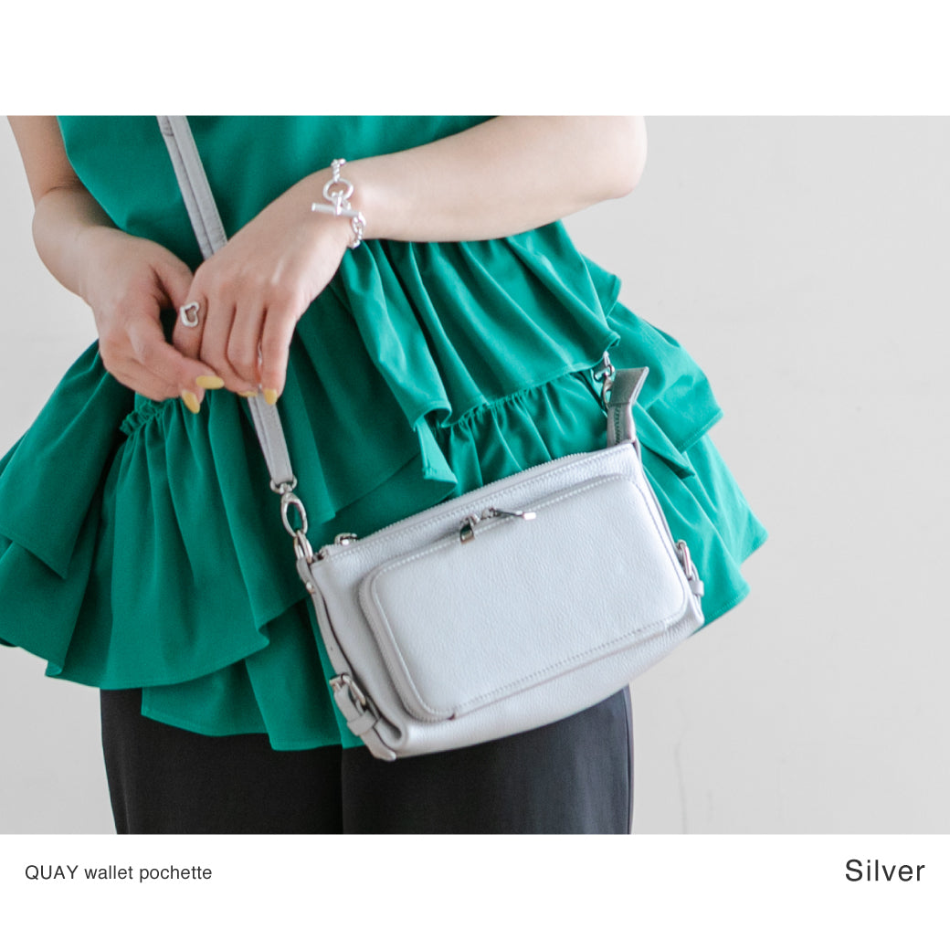 QUAY キー 牛革 お財布ポーチ ショルダーバッグ 2way 44460N