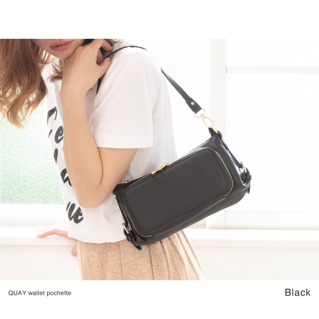 QUAY キー 牛革 お財布ポーチ ショルダーバッグ 2way 44460N