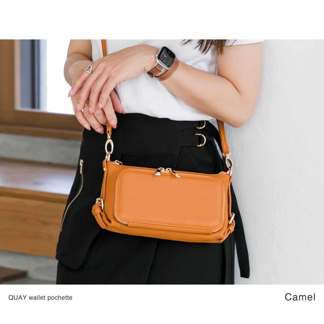 QUAY キー 牛革 お財布ポーチ ショルダーバッグ 2way 44460N