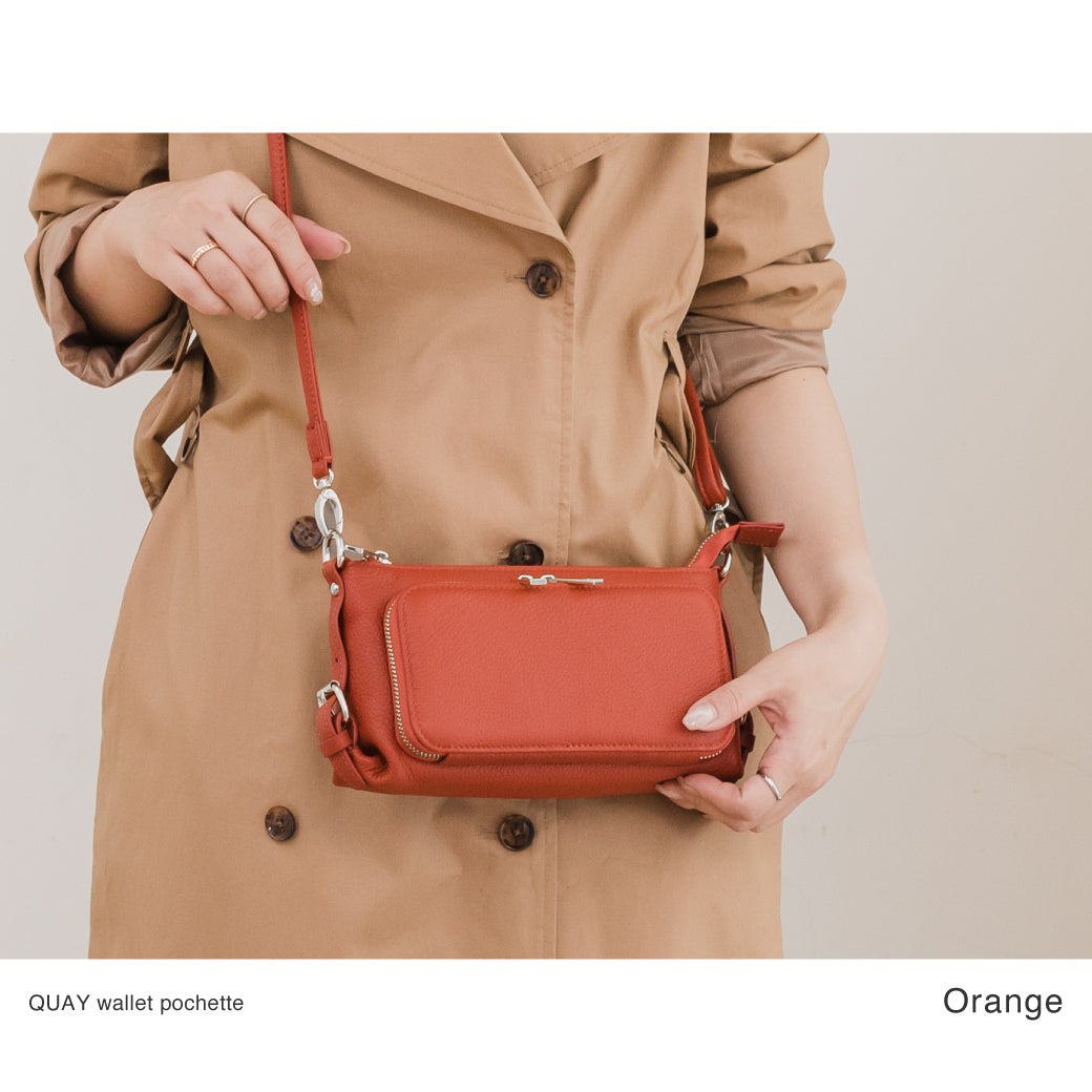 QUAY キー 牛革 お財布ポーチ ショルダーバッグ 2way 44460N