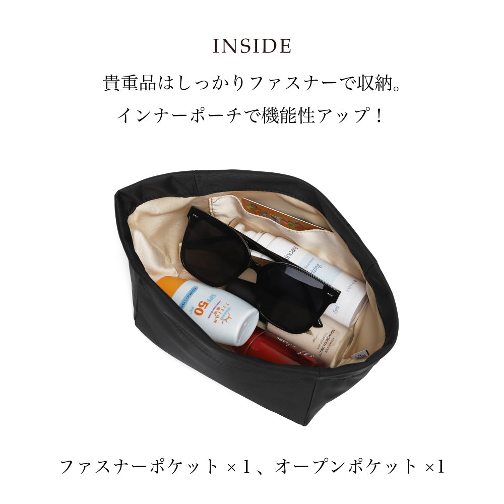 【La Closet】 インナーポーチ Mサイズ オーガナイザー バッグインバッグ 自立 軽い レディース mm pm gm ツールボックス 仕切りレンヌ キューブバッグ 用 99-3007