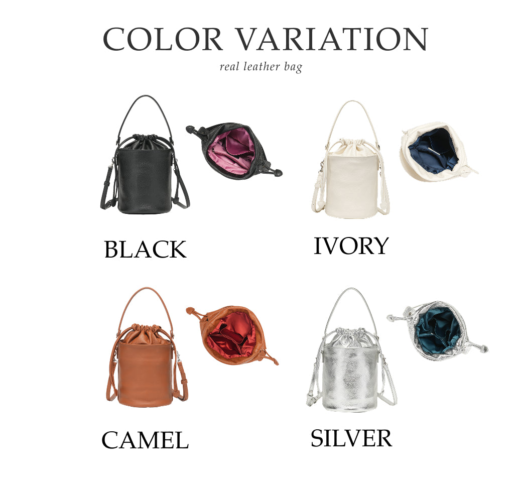 【La Closet】本革 巾着バッグ ソフトレザー 革 バッグ ハンドバッグ レディース レザー ショルダーバッグ 2way 斜めがけ 鞄 ギフト 99-3020