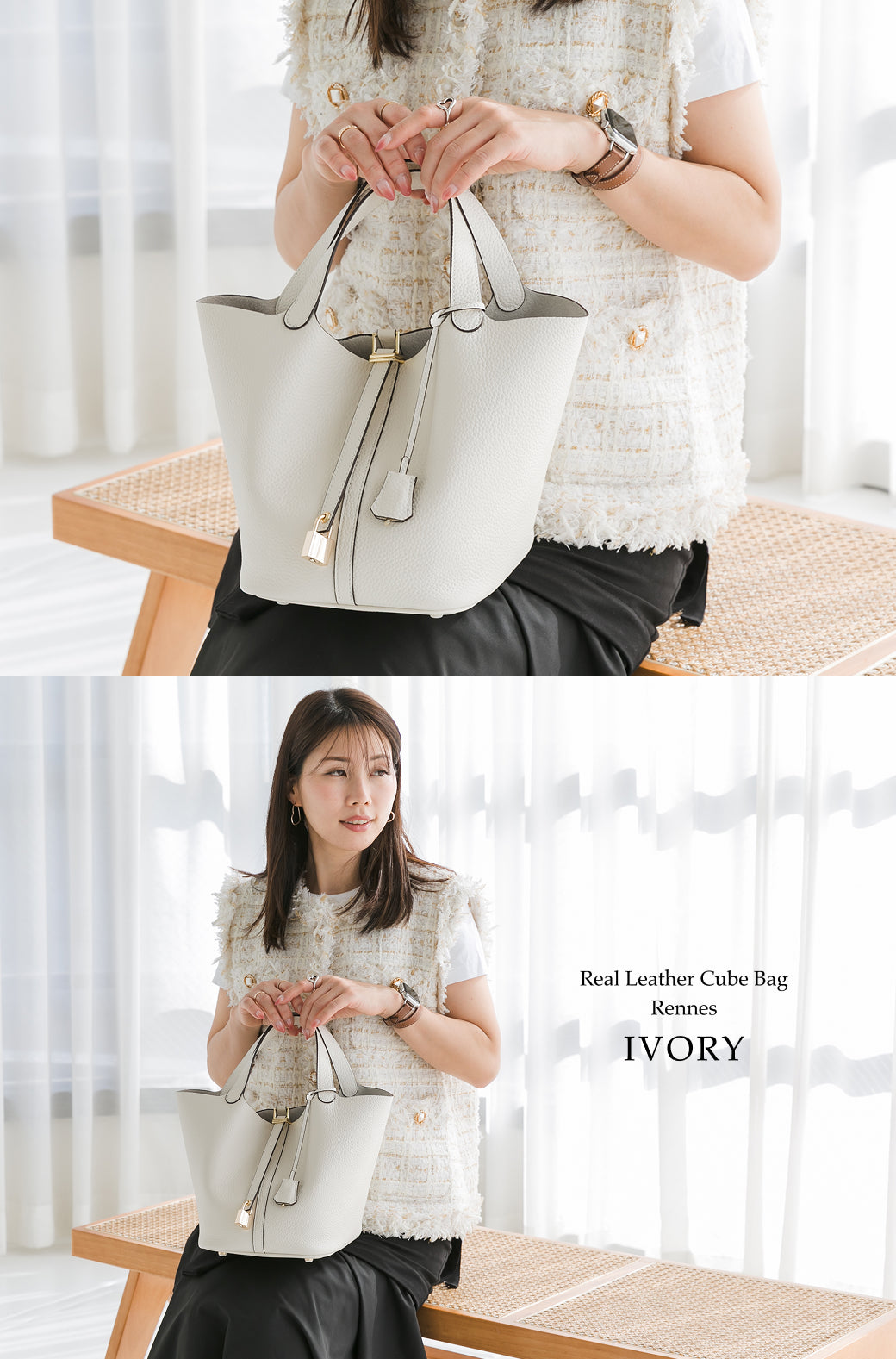 【ゴールド金具ver】 上質 本革 レンヌ 本革キューブ型バッグ マイピコタンイ ロックナピコタンナ Mサイズ PM MM GM バケツ型バッグ  イマイバッグ 人気 母の日 キューブバッグ カワイイ おしゃれ 【公式限定特典付き】 rennes-m2