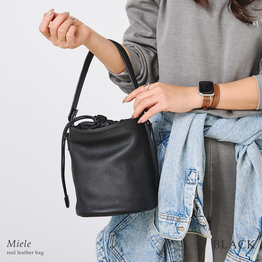 【La Closet】本革 巾着バッグ ソフトレザー 革 バッグ ハンドバッグ レディース レザー ショルダーバッグ 2way 斜めがけ 鞄 ギフト 99-3020