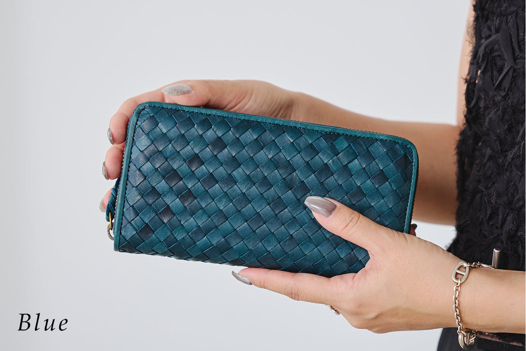 メッシュ財布 メッシュサイフ 財布 ロングウォレット ポニーメッシュ イントレチャート レザーメッシュ 就職祝 ラウンドファスナー 長財布 レディース レザー 本革 馬革 イマイバッグ 母の日
