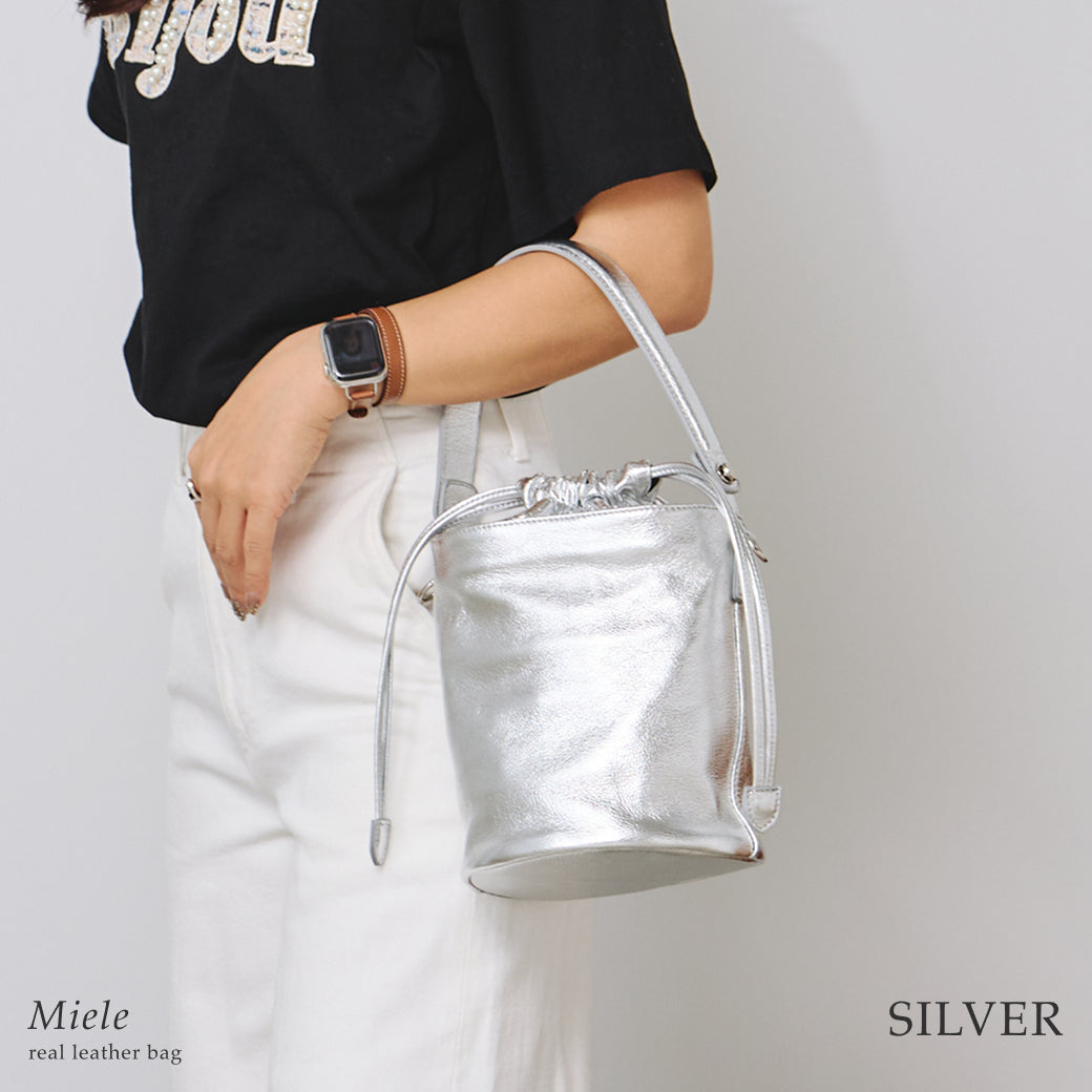 【La Closet】本革 巾着バッグ ソフトレザー 革 バッグ ハンドバッグ レディース レザー ショルダーバッグ 2way 斜めがけ 鞄 ギフト 99-3020