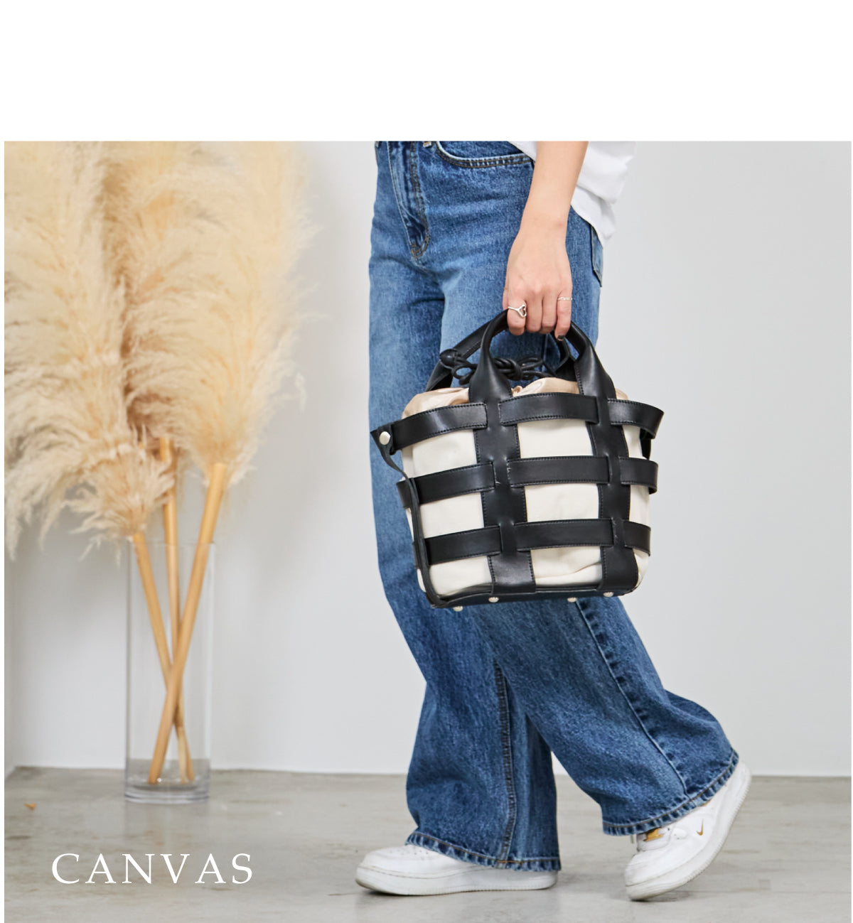 【La Closet】Lisbon リスボン 【ポーチ2個付き】革かごバッグ キャンバス ファー 巾着ポーチ レオパード 豹柄 ファーバッグ ボア もこもこ バッグ 軽量 大人 おしゃれ 通勤バッグ 通学 春夏 秋冬 99-3002